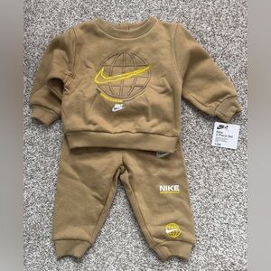 Nike Kids Tan Sweatpants & Joggers Set with Yellow Logo